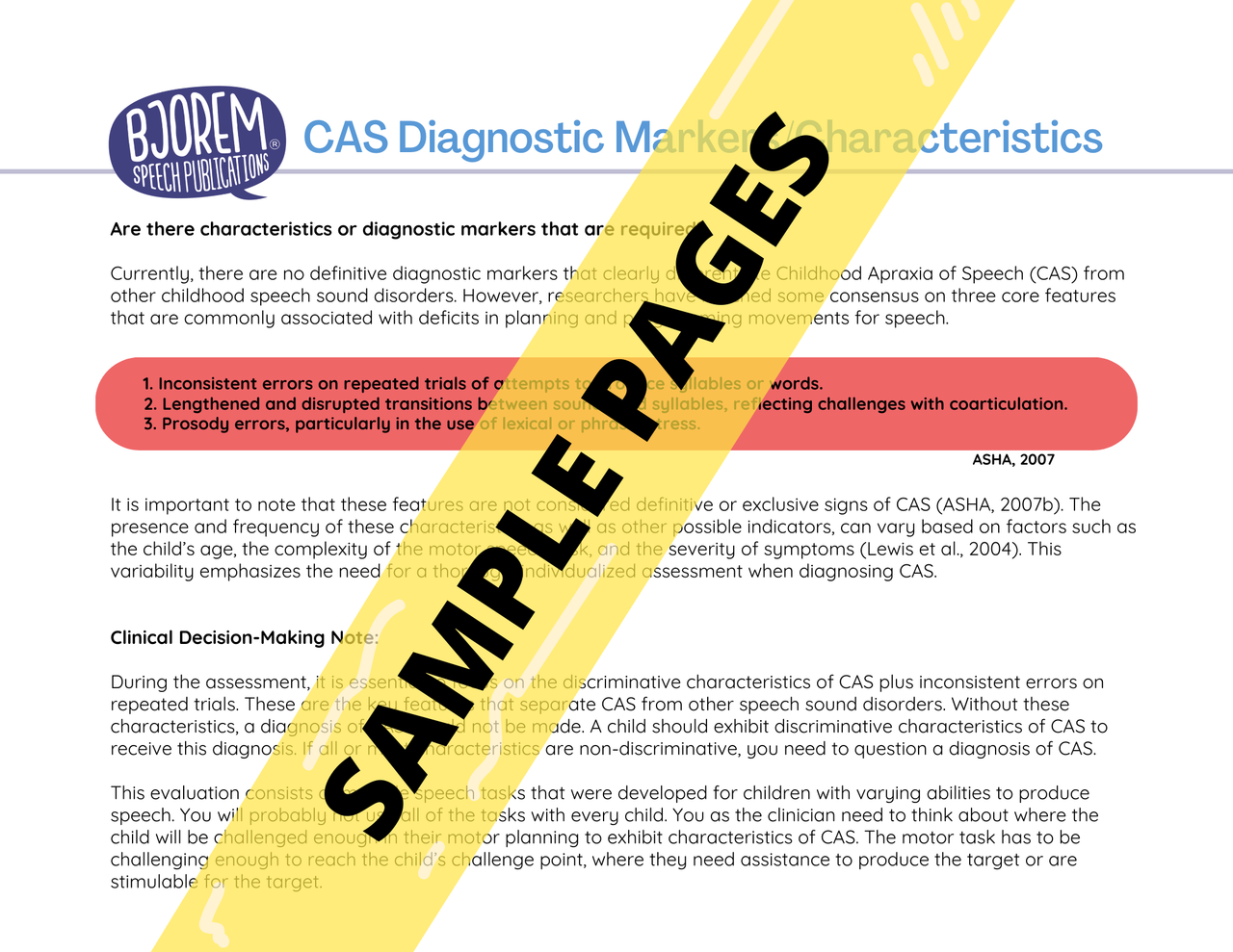 Dynamic Childhood Apraxia of Speech Inventory (Assessment) - Download